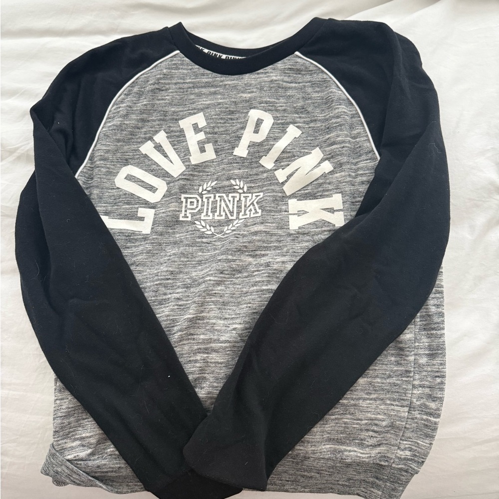 PINK Victoria Secret Black and Gray Sweatshirt